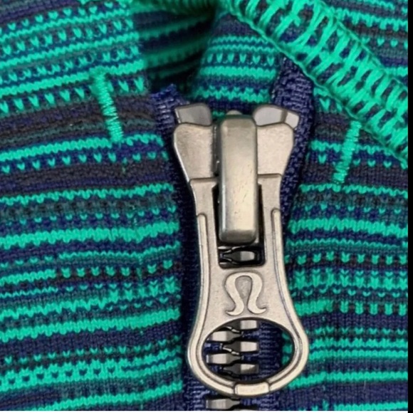 Lululemon Precision Green Cyber Jungle Blue Front Zip Jacket Size 8 - Picture 9 of 11